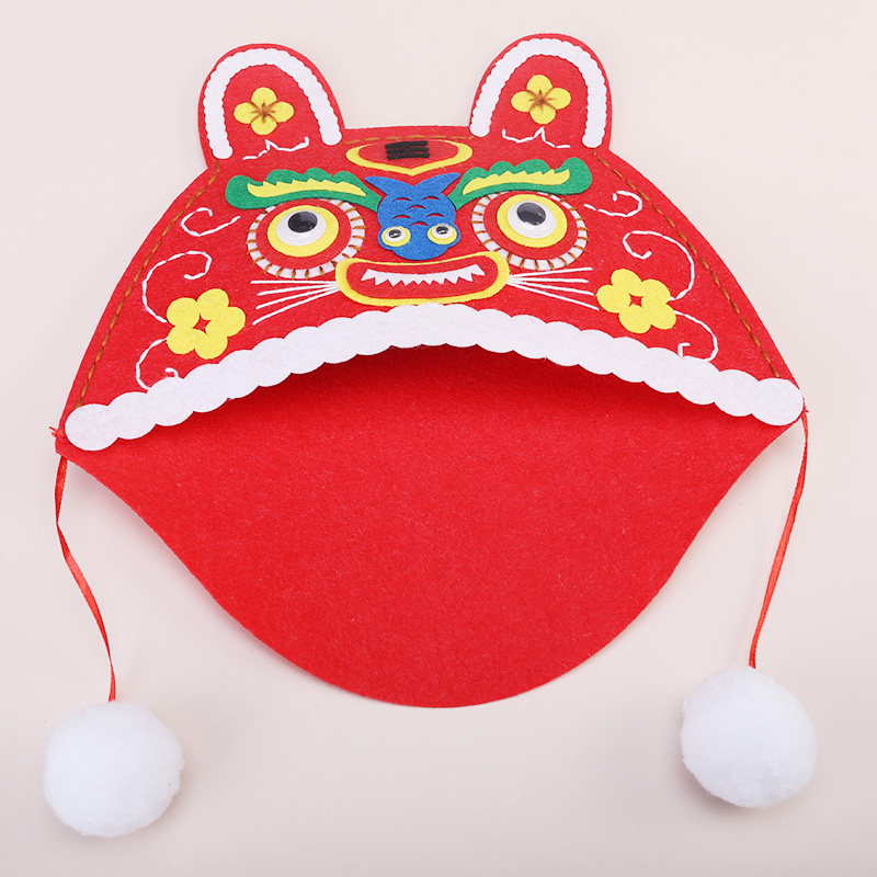 艺趣幼儿手工材料包新年diy制作虎头帽不织布手工黏贴帽子表演
