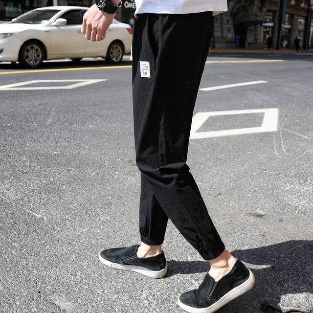 Casual pants summer tie feet nine points men's loose sports trousers overalls autumn pants men's Korean style trend wild Casual pants summer tie feet nine points men's loose sports trousers overalls autumn pants men's Korean style trend wild