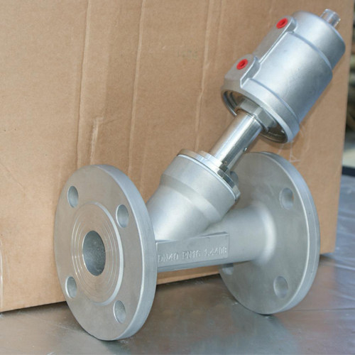 海胜全不锈钢法兰气动角座阀304不锈钢高温蒸汽气动角座阀 dn40