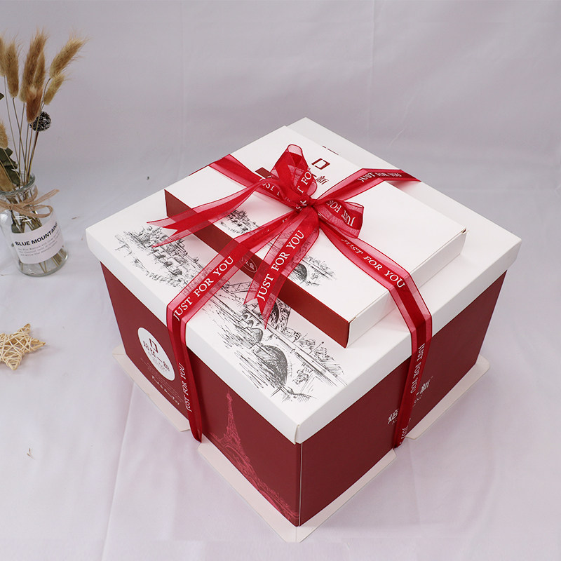 生日蛋糕盒子6寸8寸10寸12寸14寸16寸双层加高方形蛋糕盒免邮