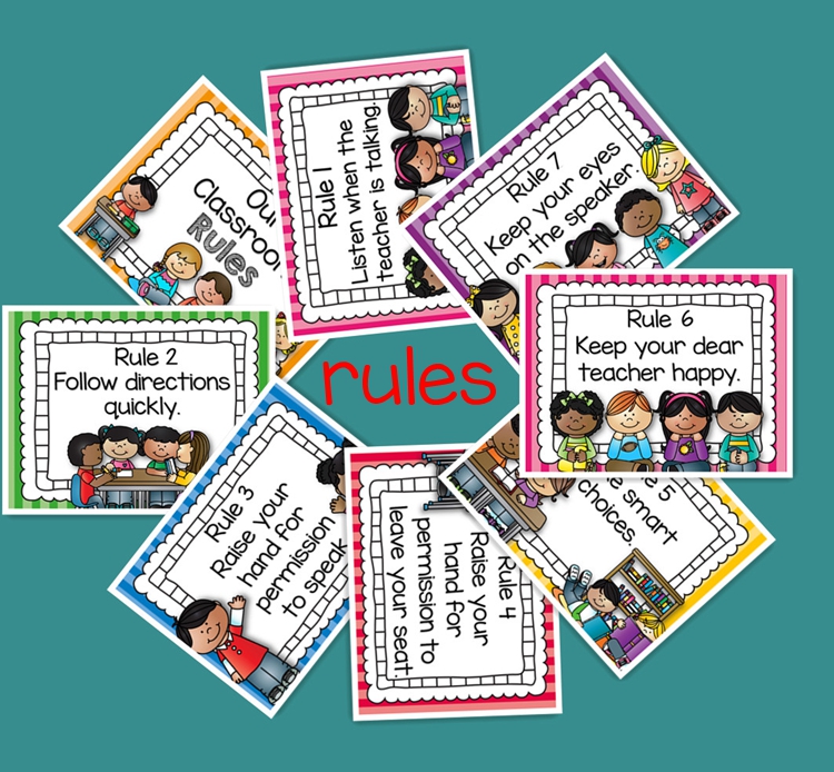 classroom rule规则英文大卡儿童英语课堂教具教室背景墙布置装饰