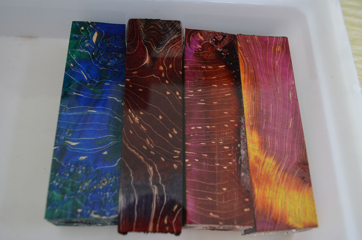 稳定化木固化桦木染色处理方料小烟斗笔杆刀柄木雕