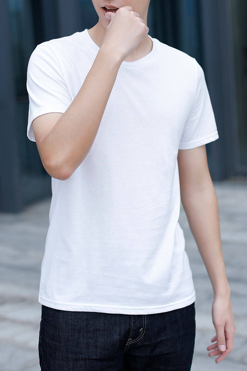 男士圆领短袖纯棉宽松潮牌潮流半袖纯色体恤t恤