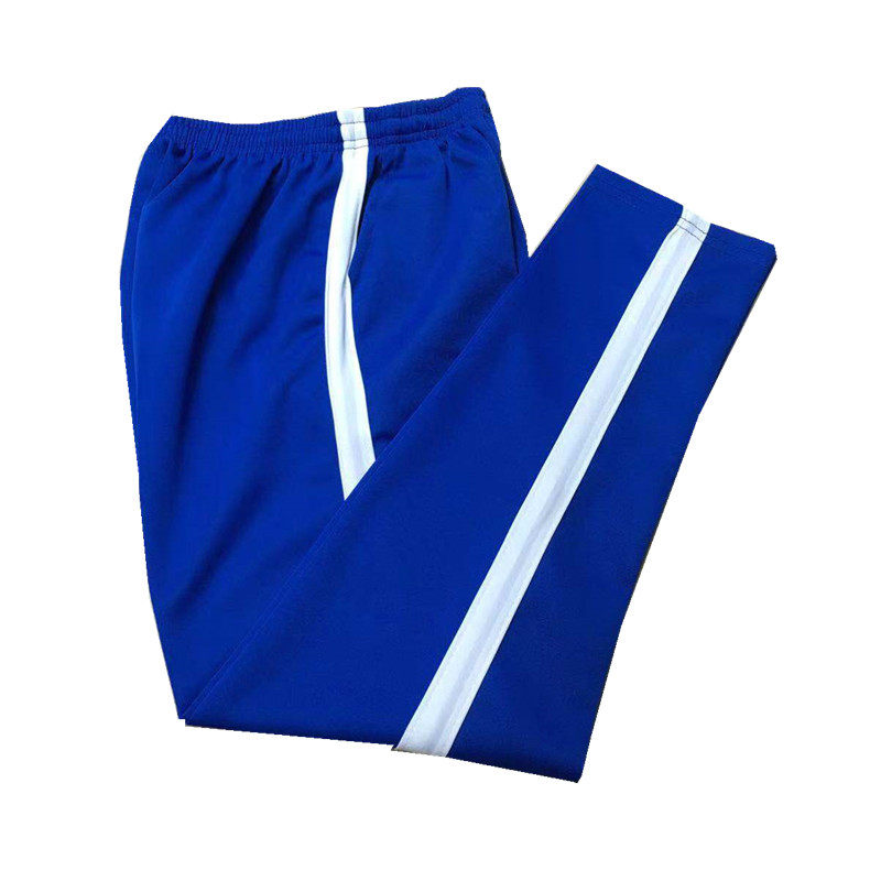 蓝色校服裤子子一道宽白杠中小学生粗条运动男女运动长裤