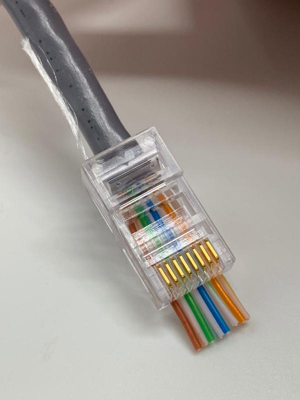 网络超五类穿孔水晶头通孔cat5e六类8p8c网线接头水晶头