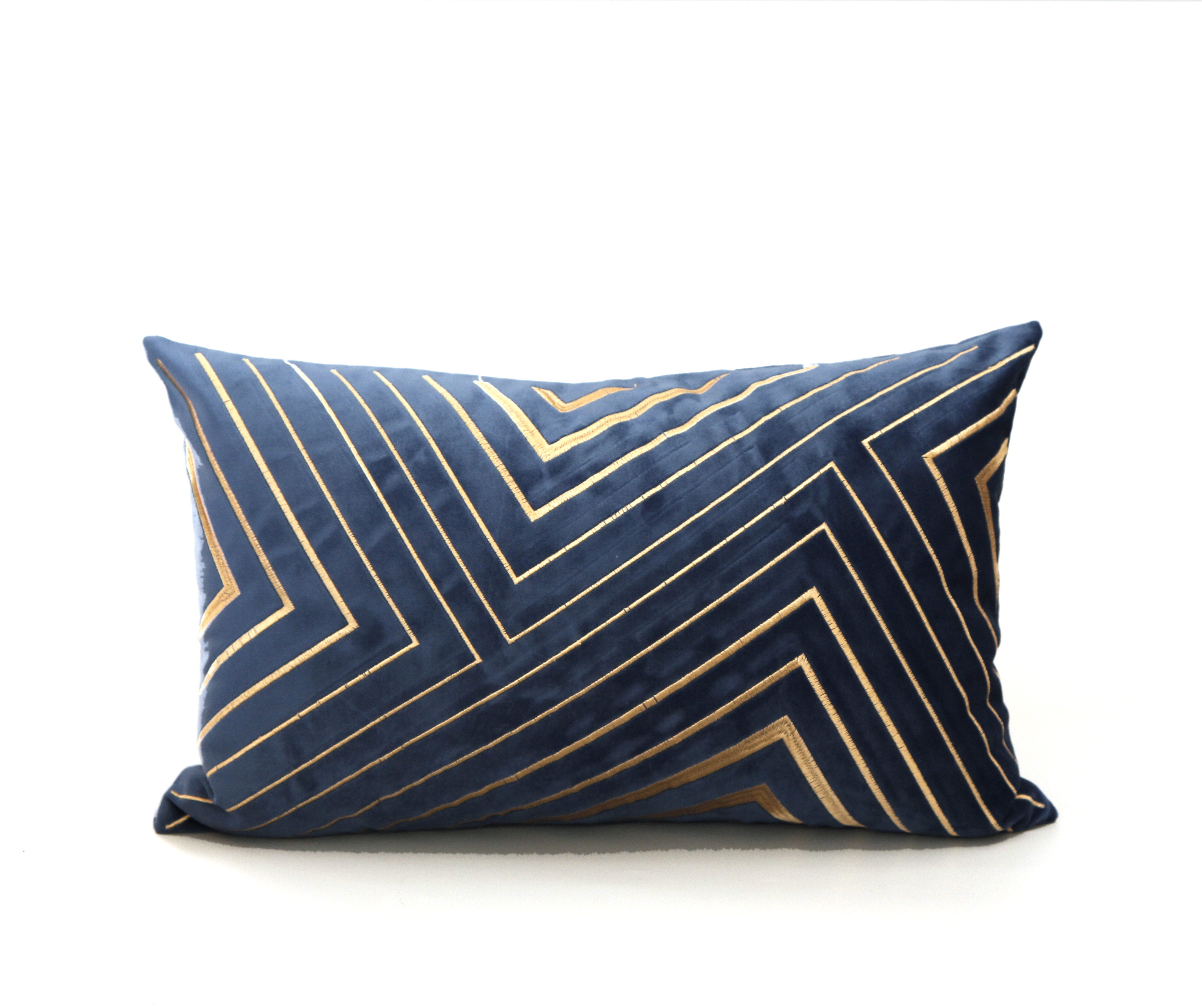 抱枕2020新款深蓝深蓝色色系刺绣组合轻奢靠垫靠垫