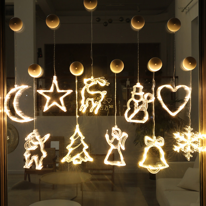 圣诞装饰灯咖啡馆橱窗窗玻璃装饰浪漫吸盘led创意装饰灯