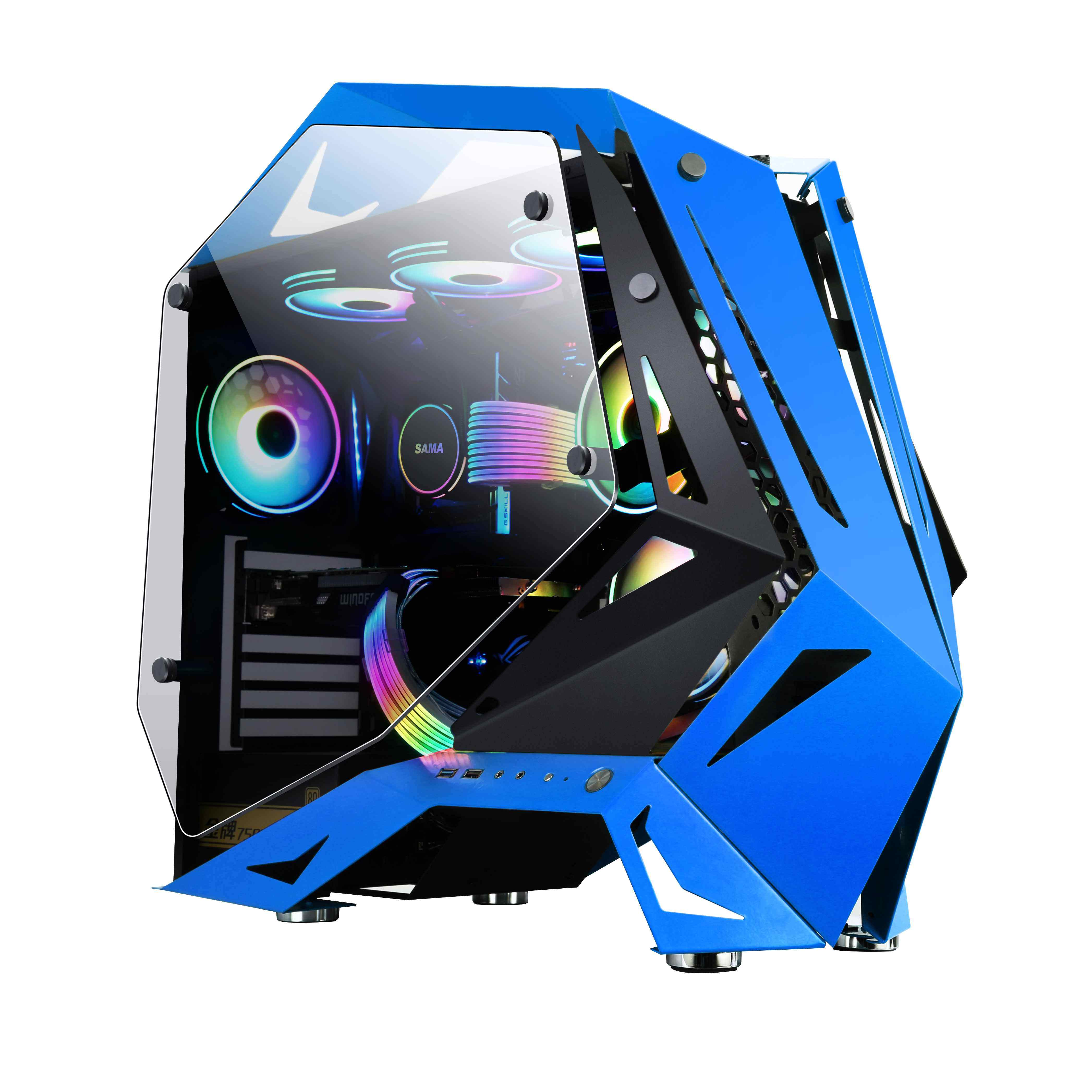 机箱先马逾辉犀牛3atxdiy透明开放式炫酷水冷机箱