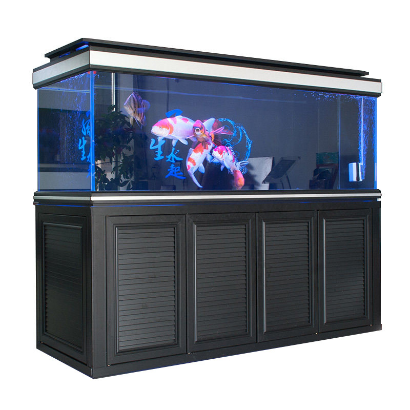 鱼缸大型水族箱客厅家用招财风水超白玻璃底滤下鱼缸
