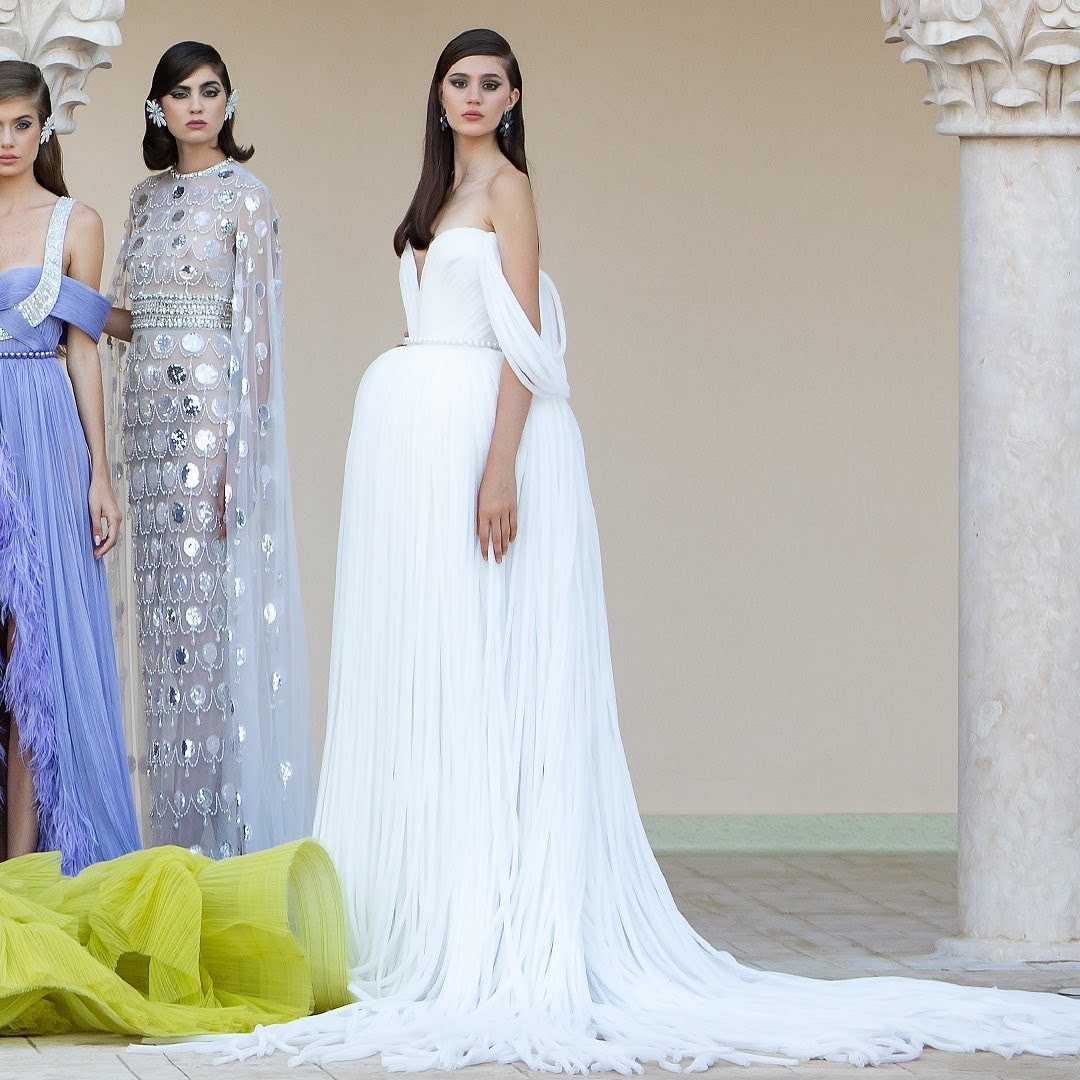 georges hobeika 银白色亮片珠钻女神款约会生日宴会年会晚礼服