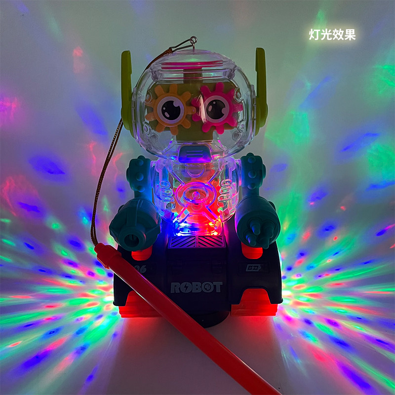 抖音儿童手提圣诞电动万向透明齿轮外星机器人灯笼