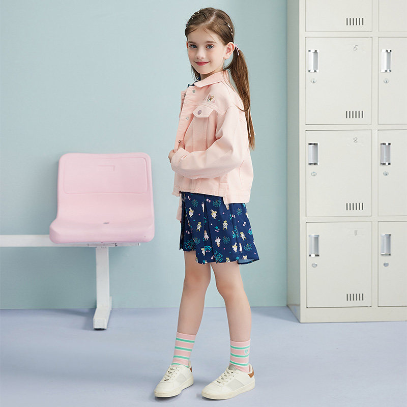 elandkids衣恋童装秋季新品女童甜美淑女牛仔外套夹克休闲