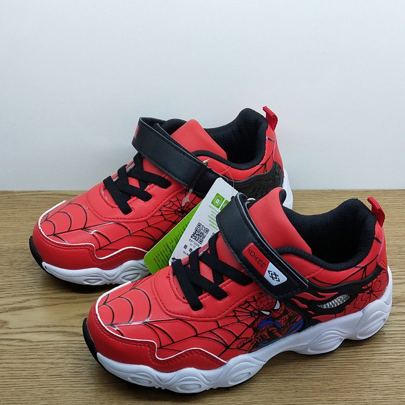 童鞋酷奇春秋皮面单鞋蜘蛛侠款轻儿童运动鞋