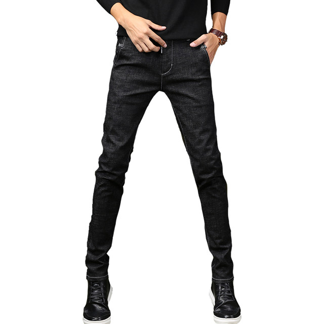 Gomoku youth autumn and winter slim jeans men's stretch skinny feet pants men's plus velvet casual men's pants Gomoku youth autumn and winter slim jeans men's stretch skinny feet pants men's plus velvet casual men's pants