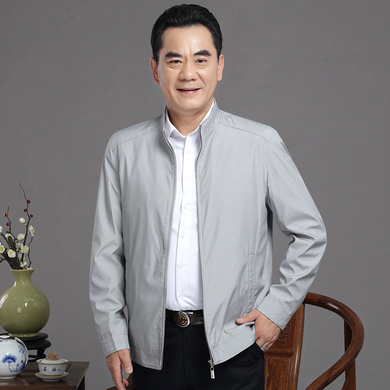 爸爸装薄款外套夏季夹克男2022中老年人防晒衣服50岁中年男春秋装