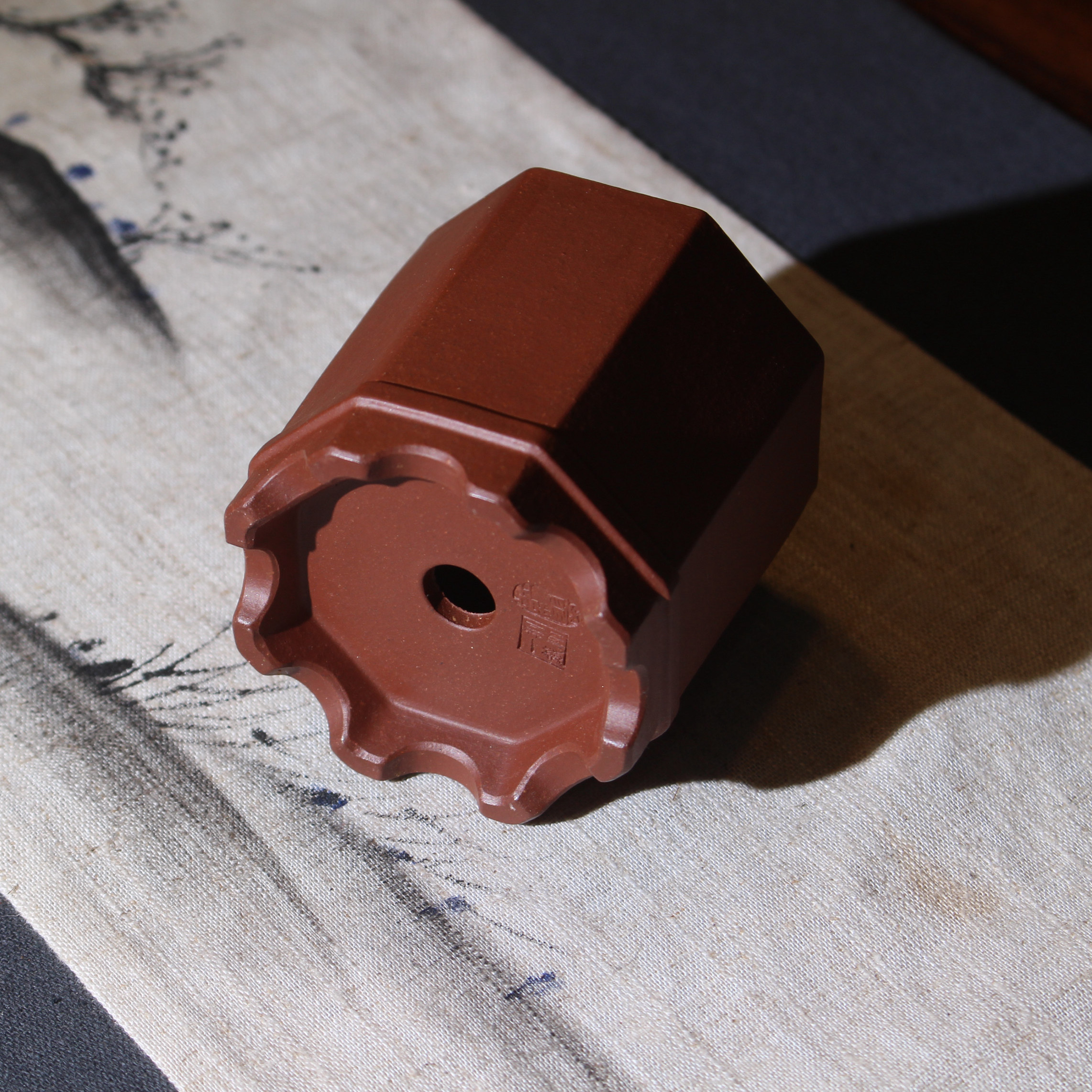 圈线八方签筒盆蒋红翠荆阳一族宜兴紫砂精品盆景菖蒲花盆