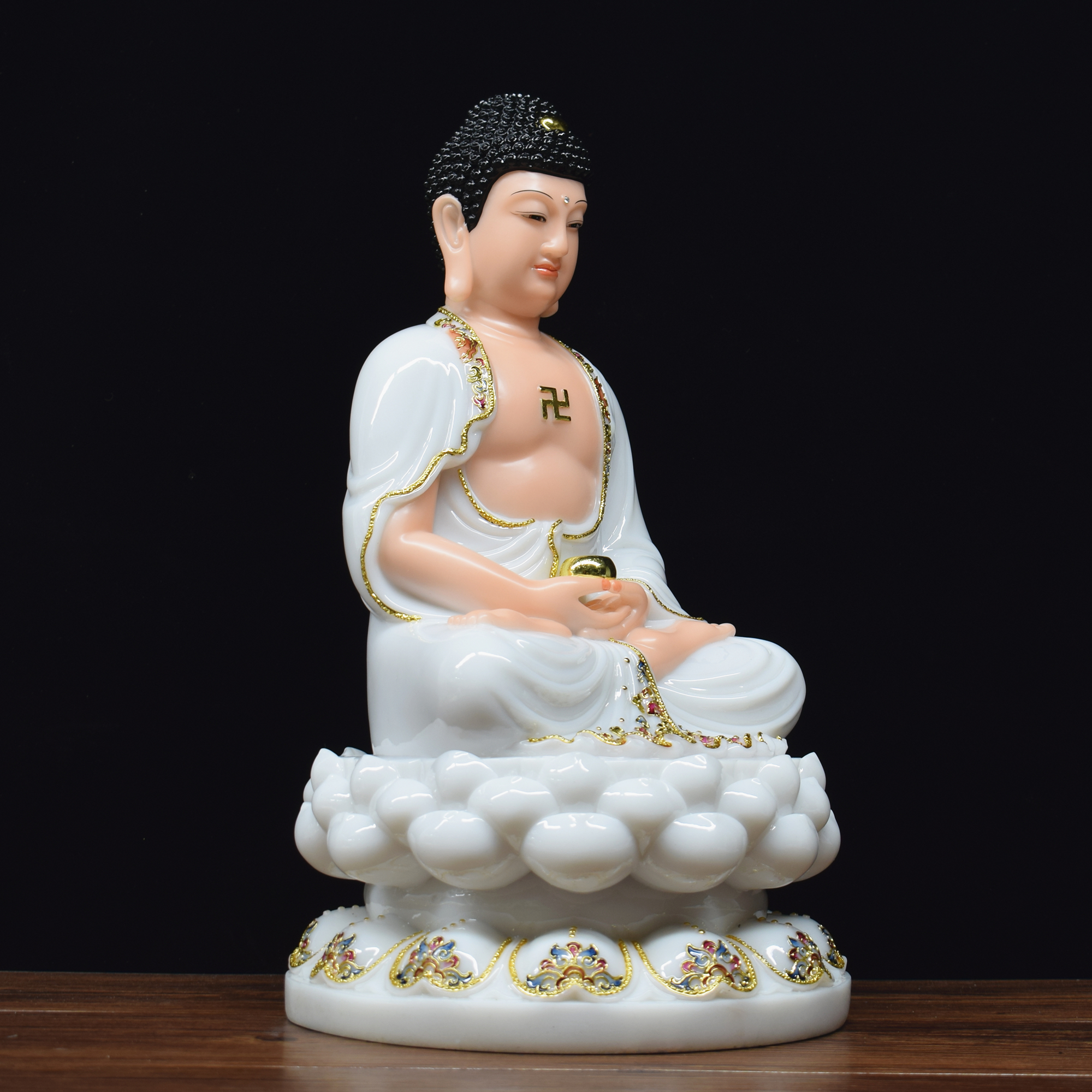 家居汉白玉家用释迦牟尼药师阿弥陀佛佛祖佛像供奉摆件摆件