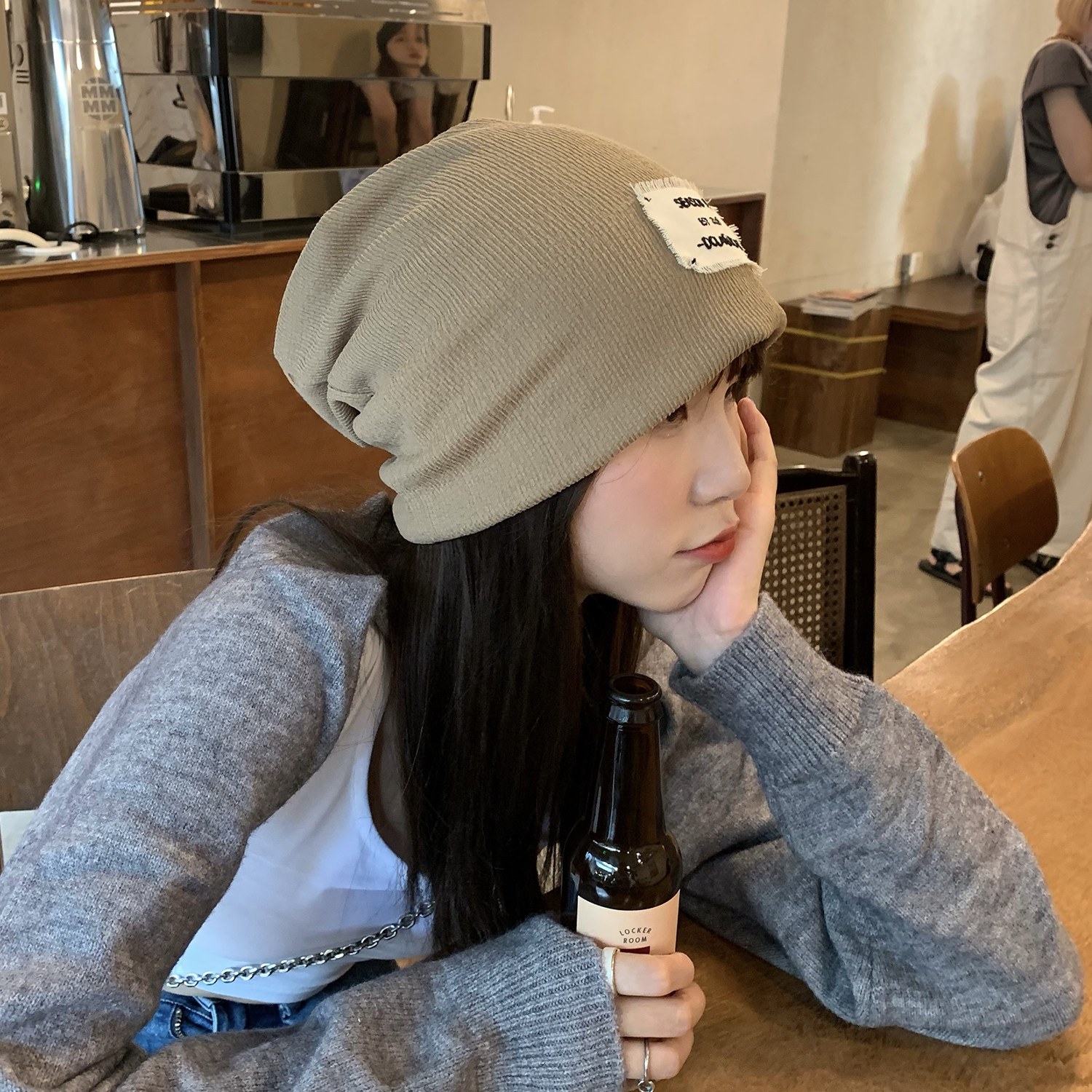 大头夏季包头月子百搭冷帽针织子女星人帽子帽子