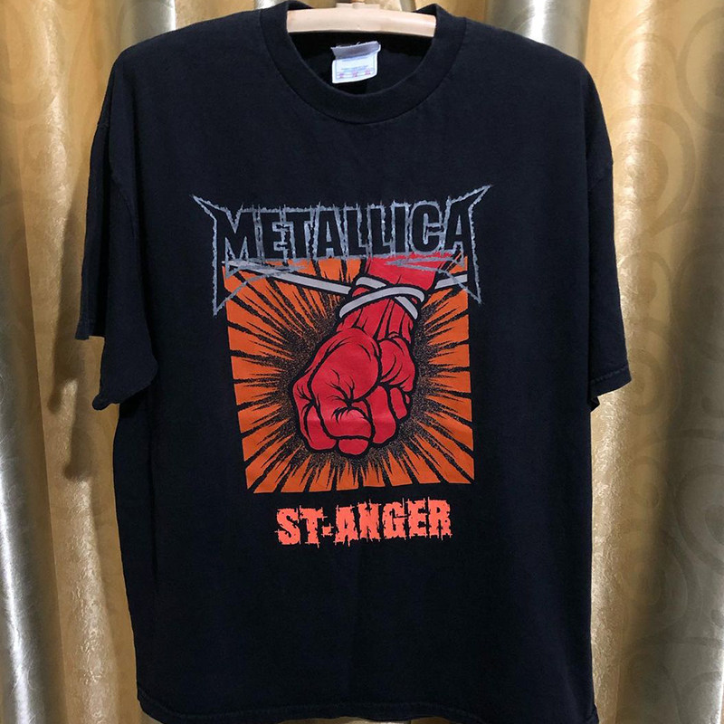 80年代欧美重金属metallica摇滚乐队vintage复古短袖fog高街t恤