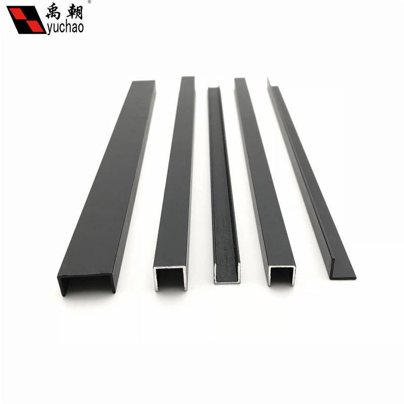 铝合金u型槽包边扣条10x10x1烤漆黑色u形铝槽铝合金型材边框u槽铝