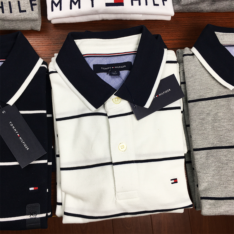 2022美国 Tommy Hilfiger男士夏季条纹短袖汤米POLO衫翻领休闲T恤