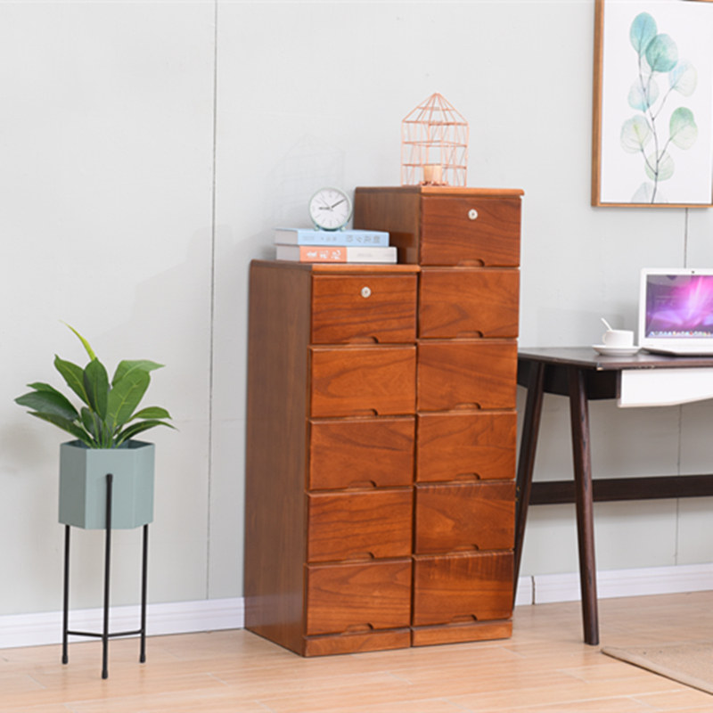 实木抽屉式夹缝隙储物收纳客厅卧室带锁小窄收纳柜