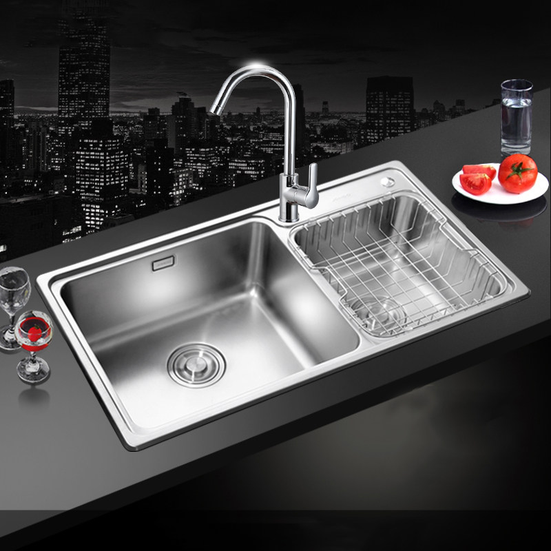 九牧304不锈钢套餐双槽洗菜盆洗碗池淘菜盆复古欧式手工水槽06122