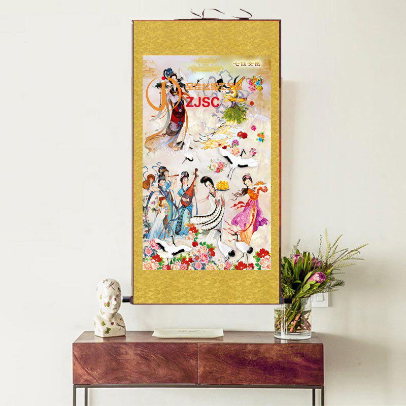 定做丝绸卷轴七仙女挂画佛教道教人物画国画年画国画