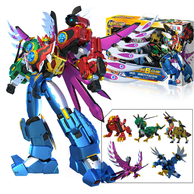 正版神兽金刚玩具6合体2天神地兽六合体变形机器人青龙再现男孩子