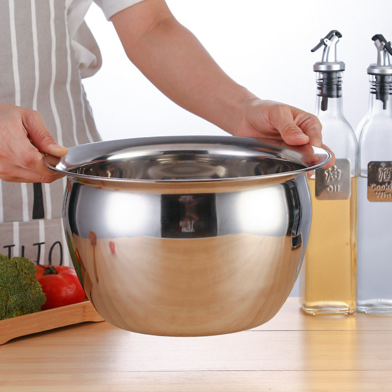 不锈钢油盆油缸油鼓装油盆带盖猪油油罐厨房木柄盆