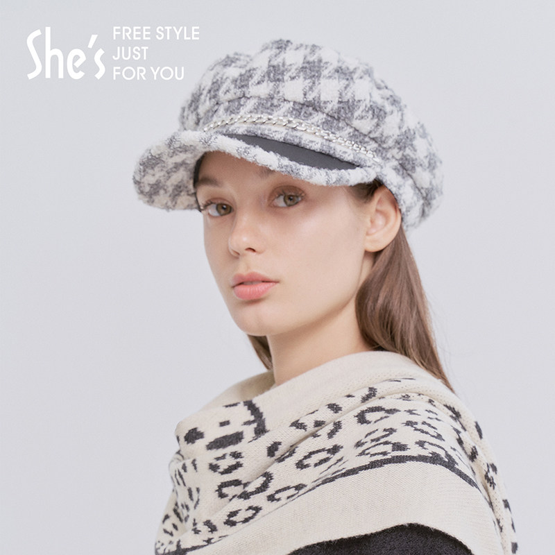 shes茜子配饰经典英伦风格纹报童帽_帽子_shes服饰旗舰店 - 值得买