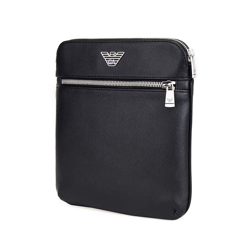 现货emporio armani/阿玛尼男士单肩包小号黑色休闲斜挎包