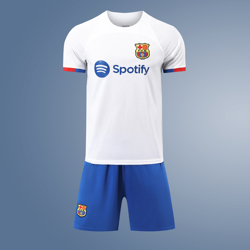 亲测~2324巴萨客场球衣梅西德容足球服成人儿童队服定制莱万印字比赛