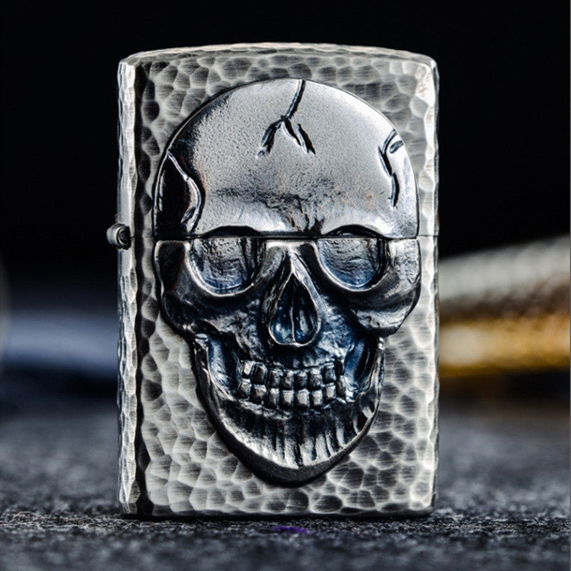 正品zippo打火机美国芝宝纯铜死亡骷髅危险标志zippo