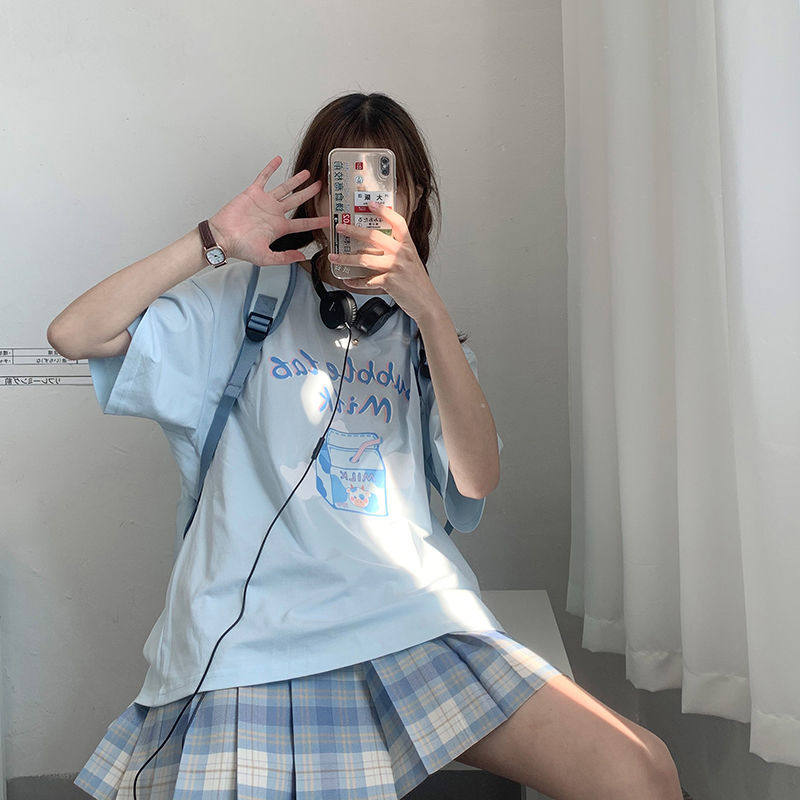 纯棉短袖jk搭配设计小众新款日系夏装可爱t恤