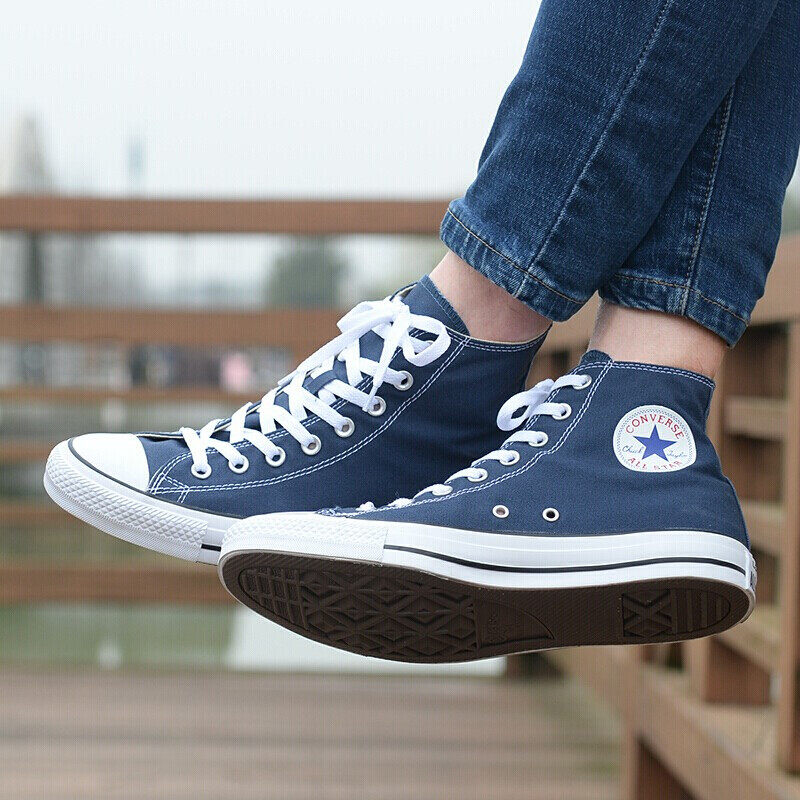 converse匡威官方旗舰店女鞋allstar海军蓝高帮帆布鞋帆布鞋