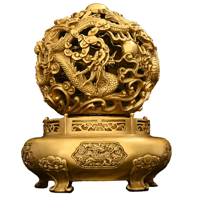 全铜时来运转礼品家居装饰办公室客厅龙鼎九龙摆件乾坤摆件