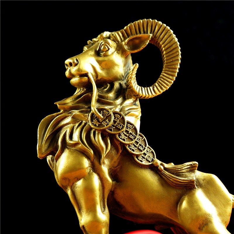 摆件铜羊招财风水纯铜领头羊生肖羊办公室客厅工艺品摆件