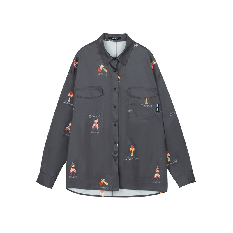 inxxstandby潮牌新款logo满身印花花时尚宽松衬衫