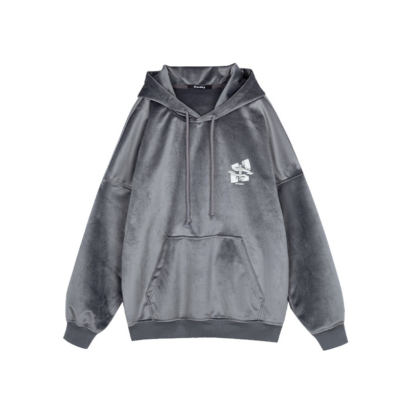 inxxstandby潮牌丝绒卫衣纯色基础宽松简约卫衣