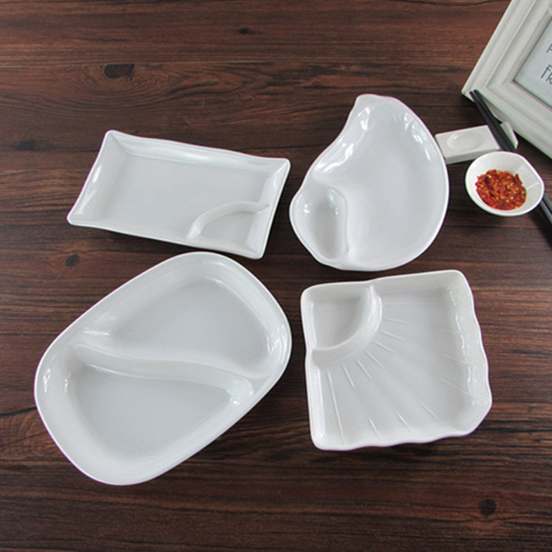 白色密胺仿瓷盘子卤菜凉菜海螺扇形烧烤格碟碟