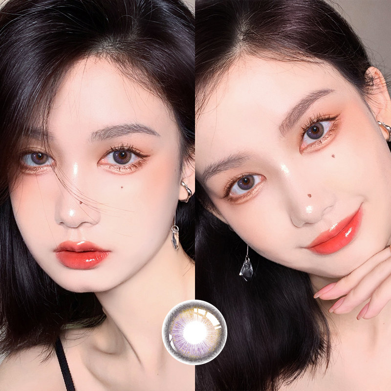 水冰月粉色美瞳年抛女大小直径艾晶月牙彩色隐形眼镜彩色隐形眼镜