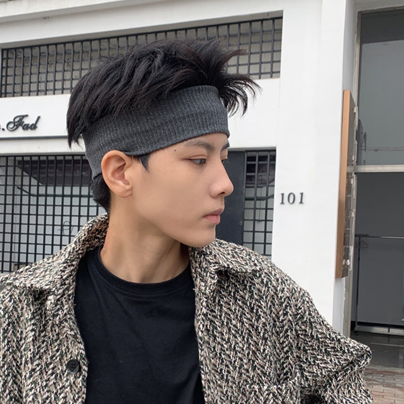 纯色发带男潮街头吸汗止汗嘻哈百搭针织头带发饰