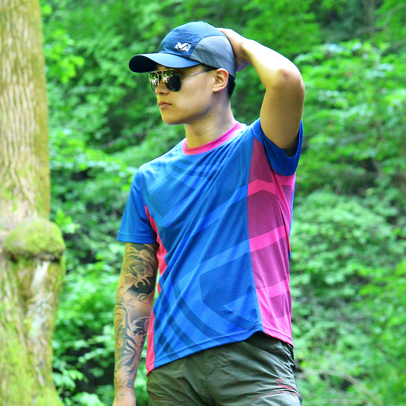 速干夏季户外野营运动男士短袖登山旅行吸汗速干t恤