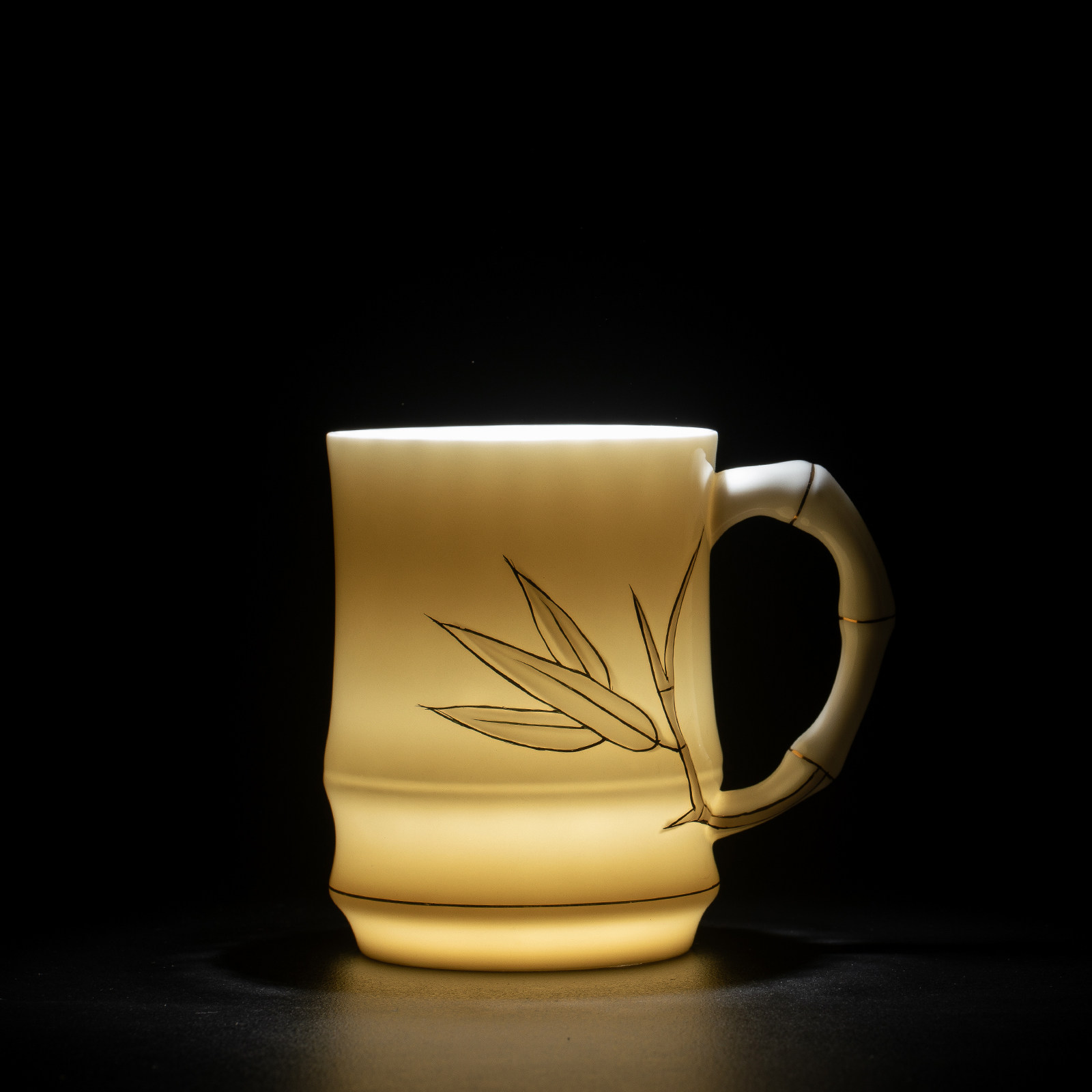 水杯德化白瓷办公杯喝陶瓷个人杯带手柄简约随手杯
