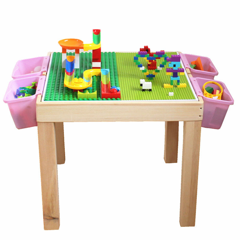 儿童多功能积木桌收纳玩具桌大小颗粒兼容乐高拼装宝宝游戏桌实