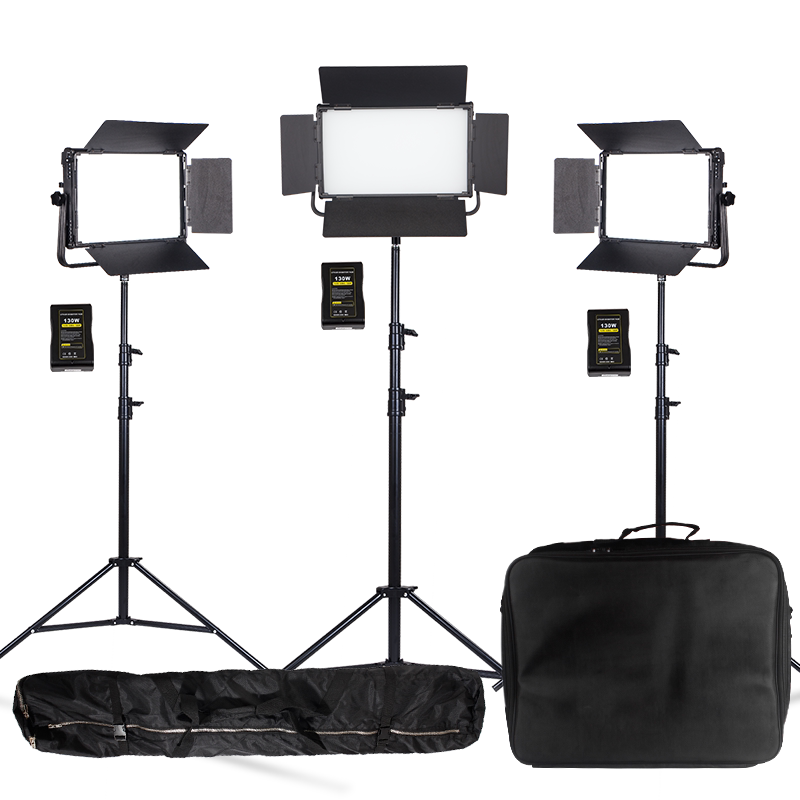 led柔光套装300w大功率影视外拍采访摄影棚补外拍灯