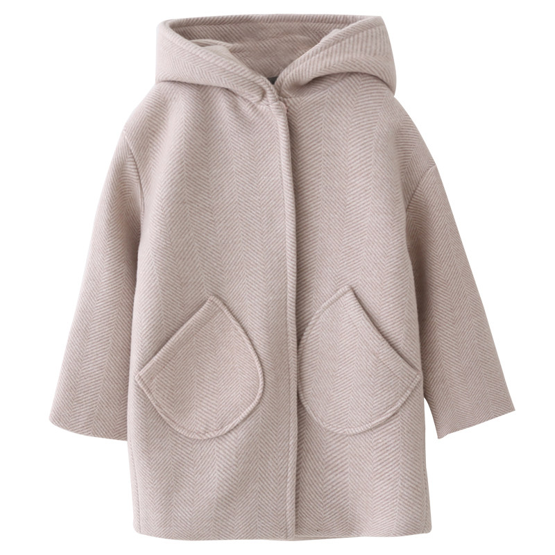 杨梅家童装 2019秋冬新款女童宝宝儿童中长款夹棉毛呢大衣外套