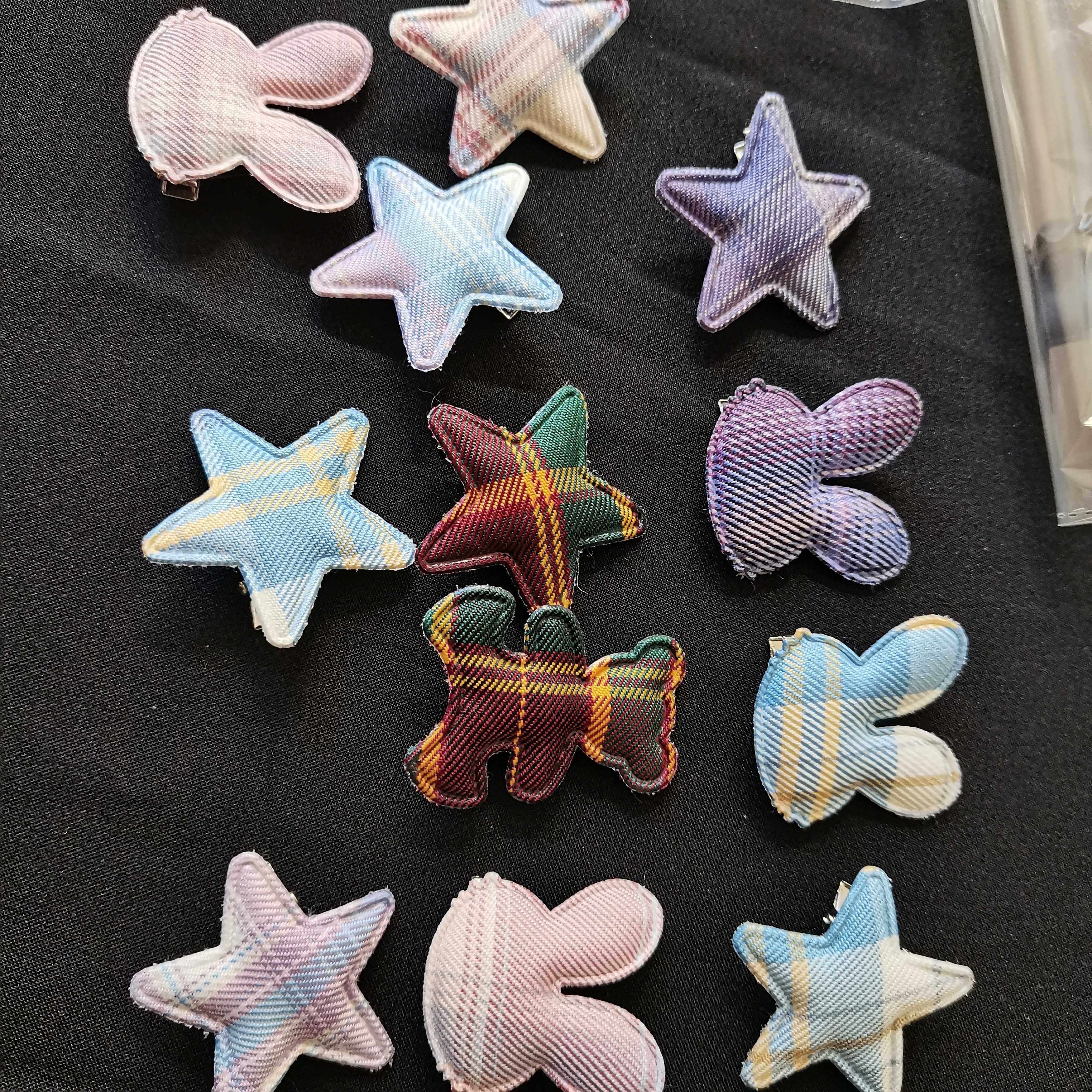 格子条纹布艺头饰发夹可爱发型装饰星星兔子头饰