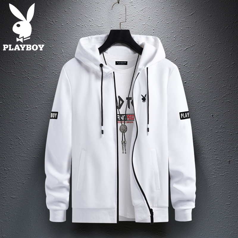 花花公子卫衣男连帽春秋款外套加绒加厚秋季衣服秋装宽松上衣秋冬